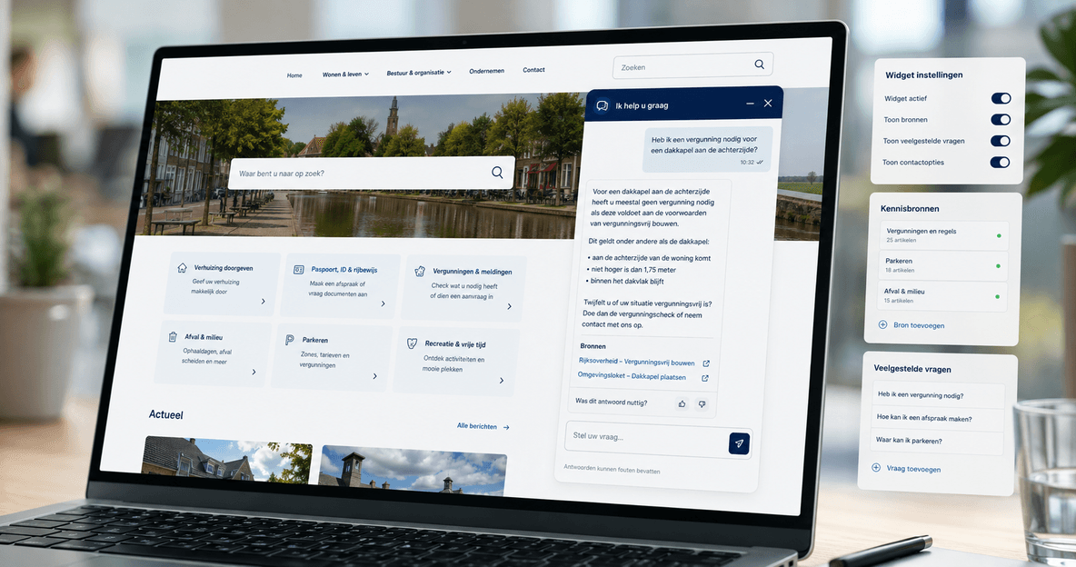 PubliekChat widget in gebruik op de website van een organisatie met een publieke taak